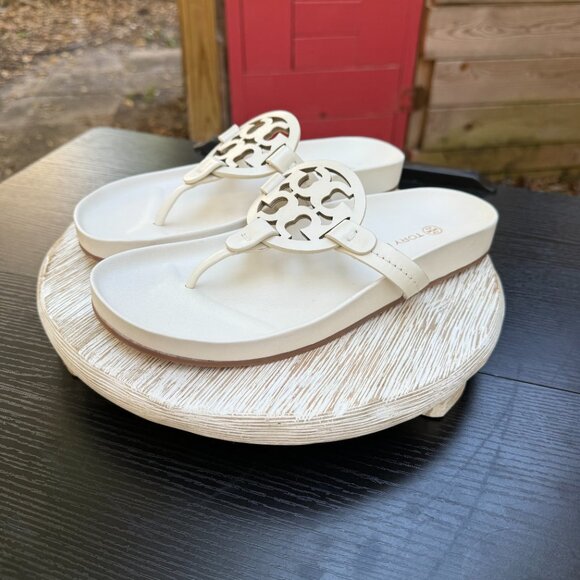 TORY BURCH MILLER CLOUD 9 Women's Leather Sandal White Summer Beach Resort New - Picture 7 of 13